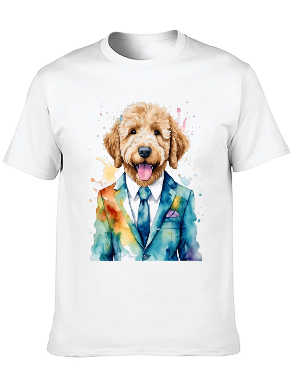 Doodle Dog in Suit T-Shirt - Unique Watercolor Design product image 4