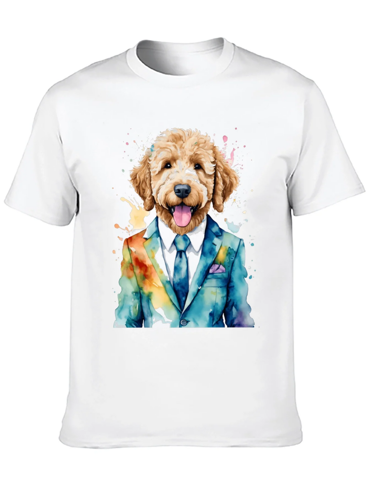 Doodle Dog in Suit T-Shirt - Unique Watercolor Design product image 4