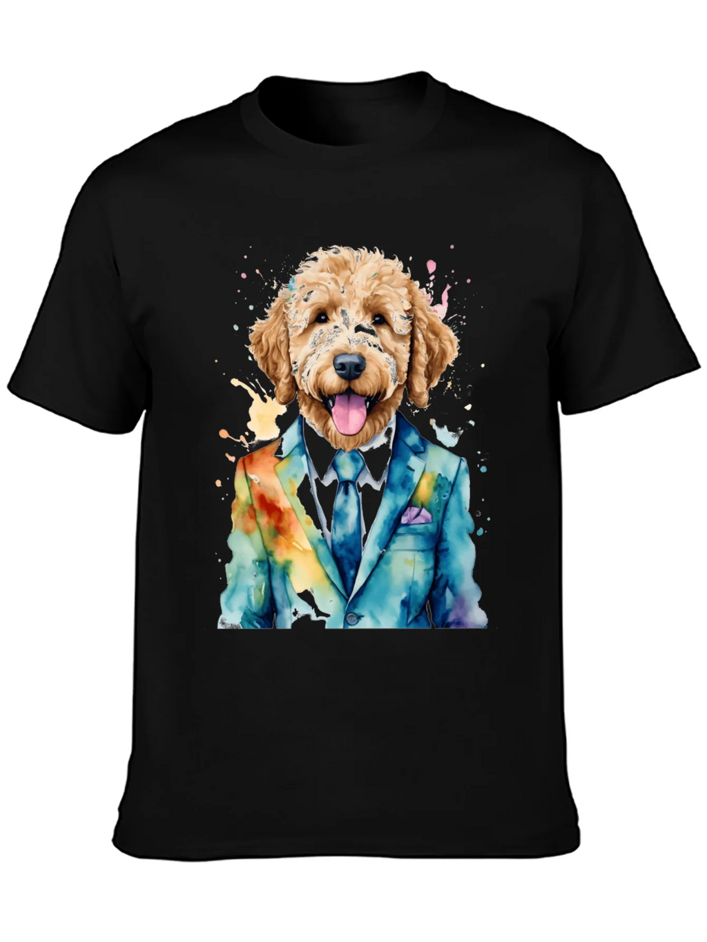 Doodle Dog in Suit T-Shirt - Unique Watercolor Design product image 2
