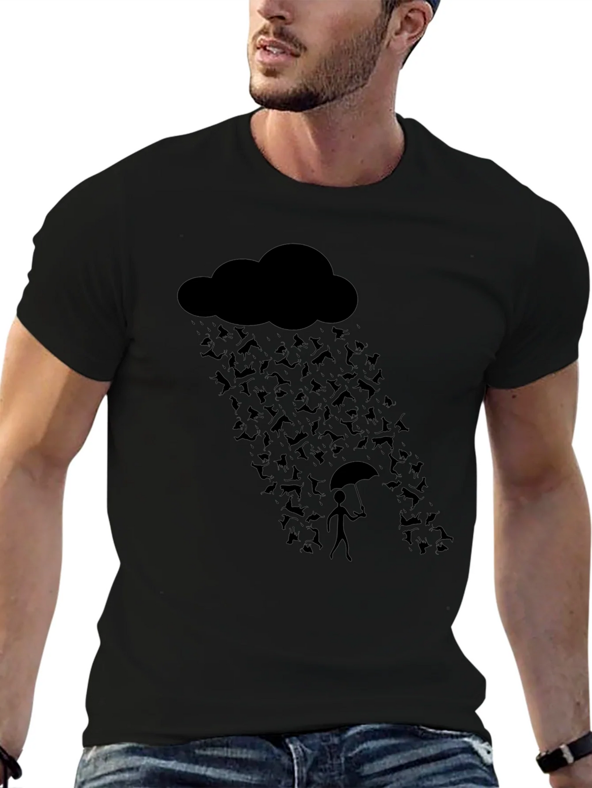 Humorous Raining Cats Graphic T-Shirt product image 5