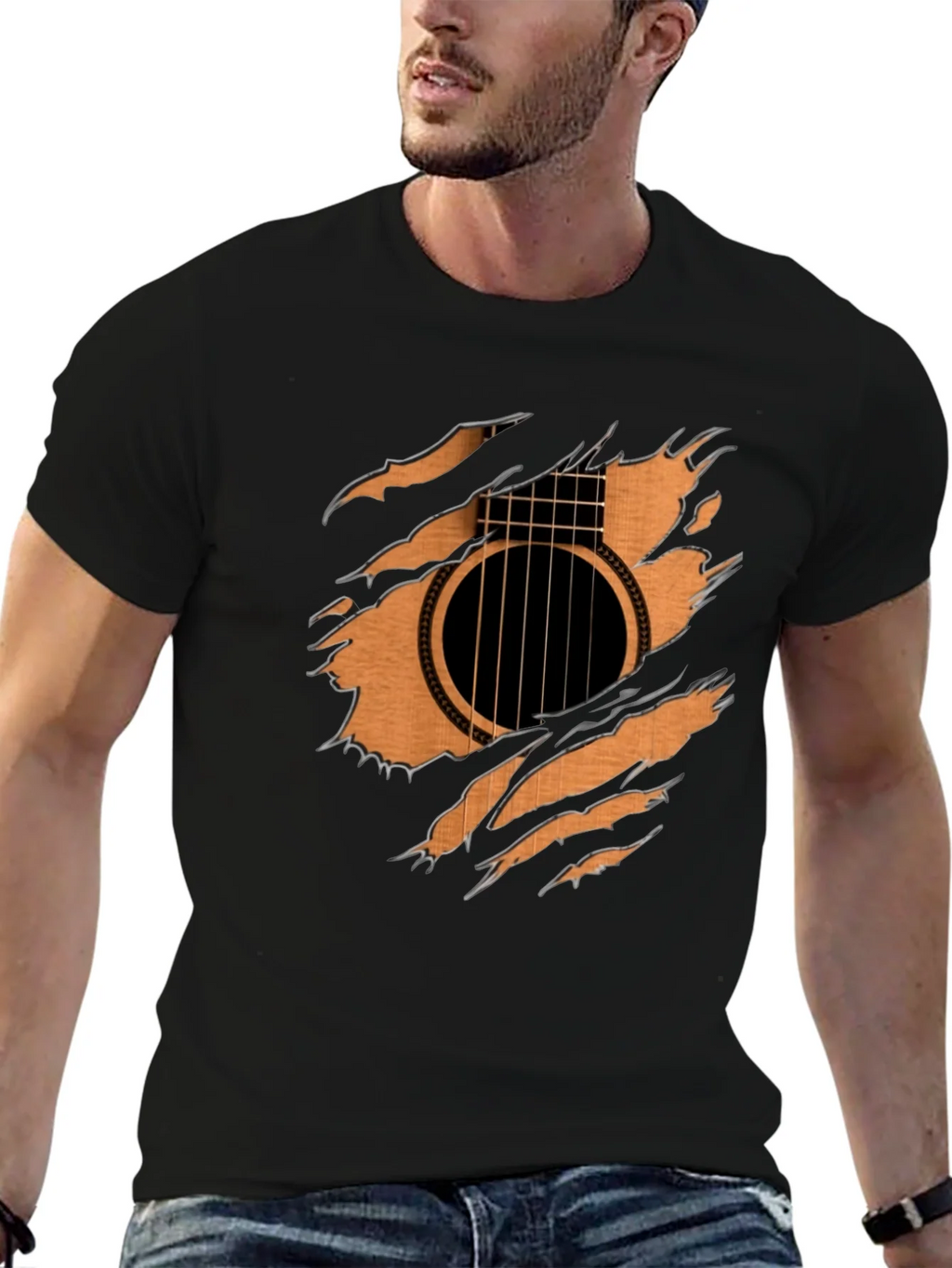 Guitar Inside T-Shirt - Ripped Effect Design product image 6