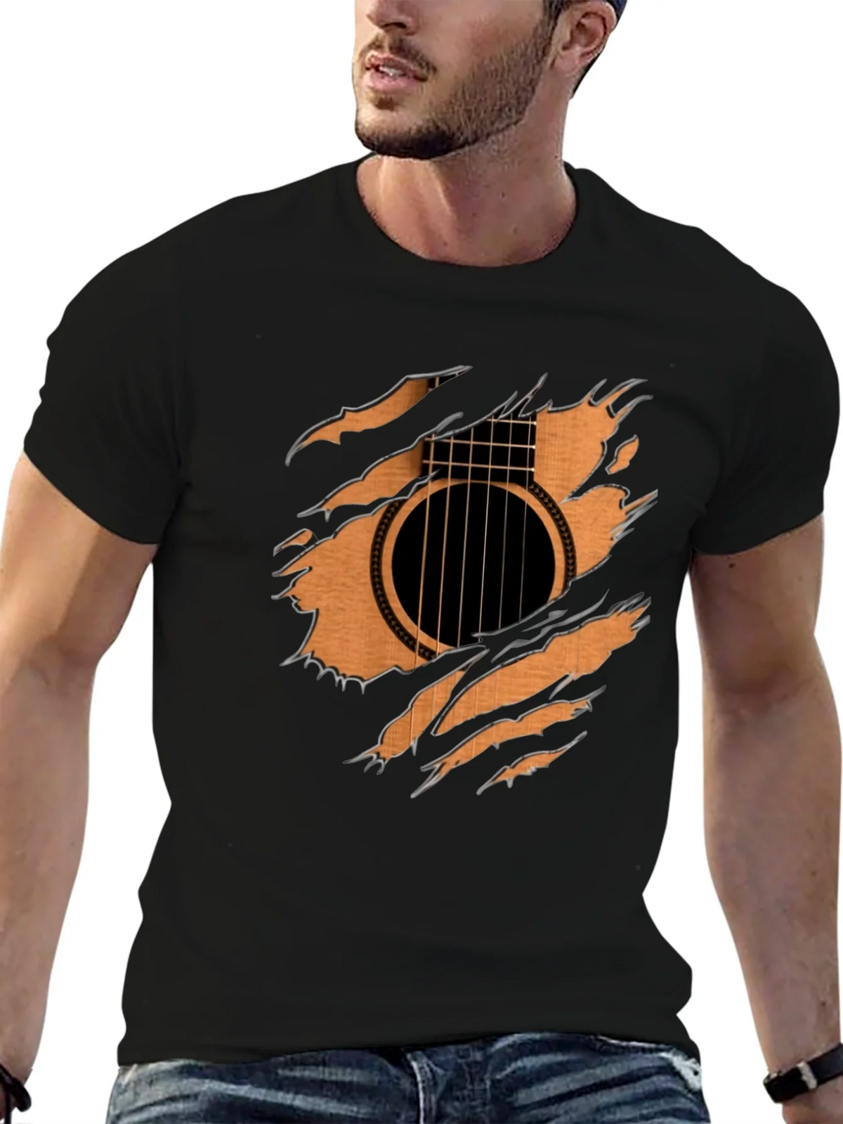 Guitar Inside T-Shirt - Ripped Effect Design product image 6