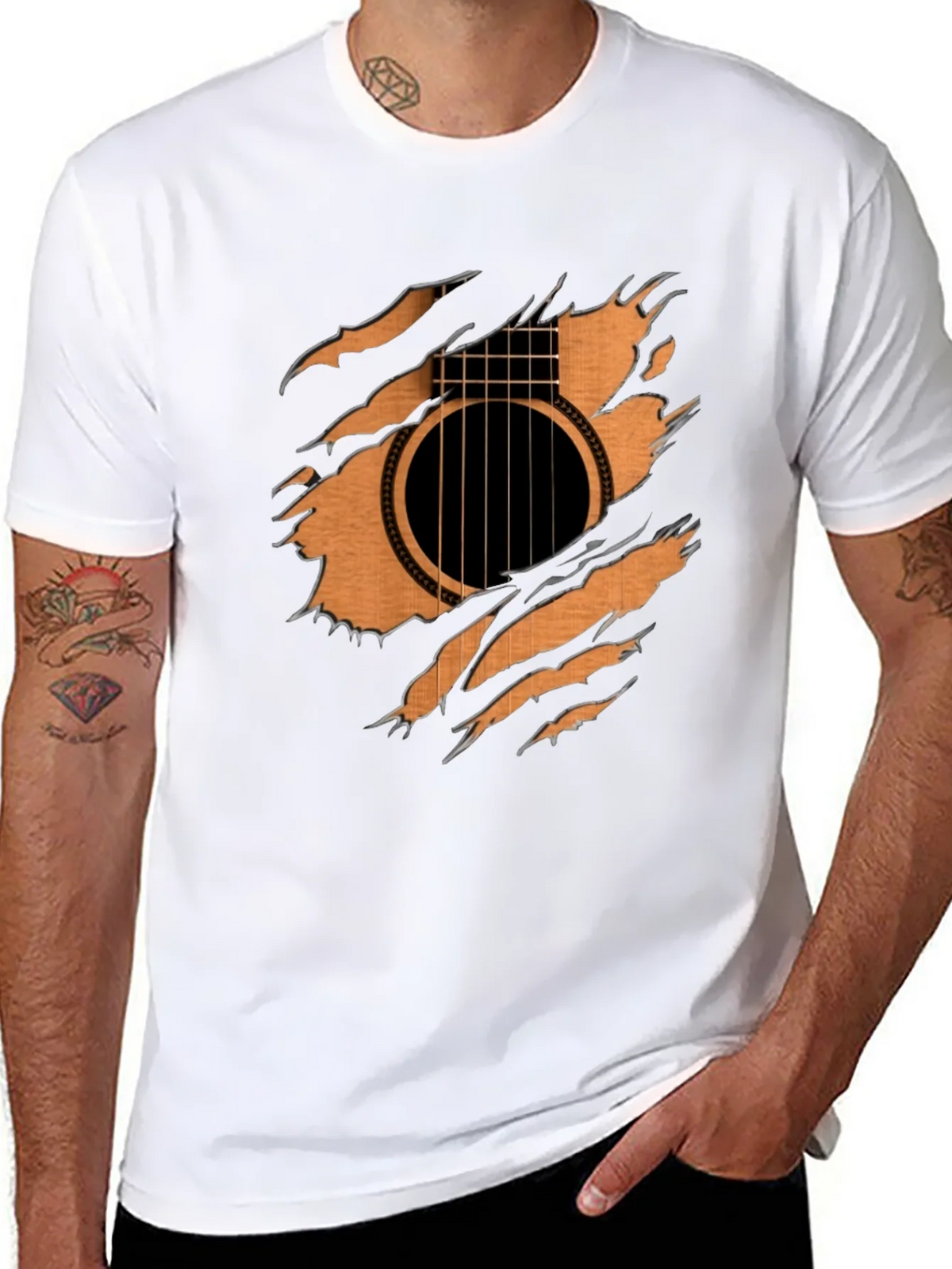 Guitar Inside T-Shirt - Ripped Effect Design product image 7