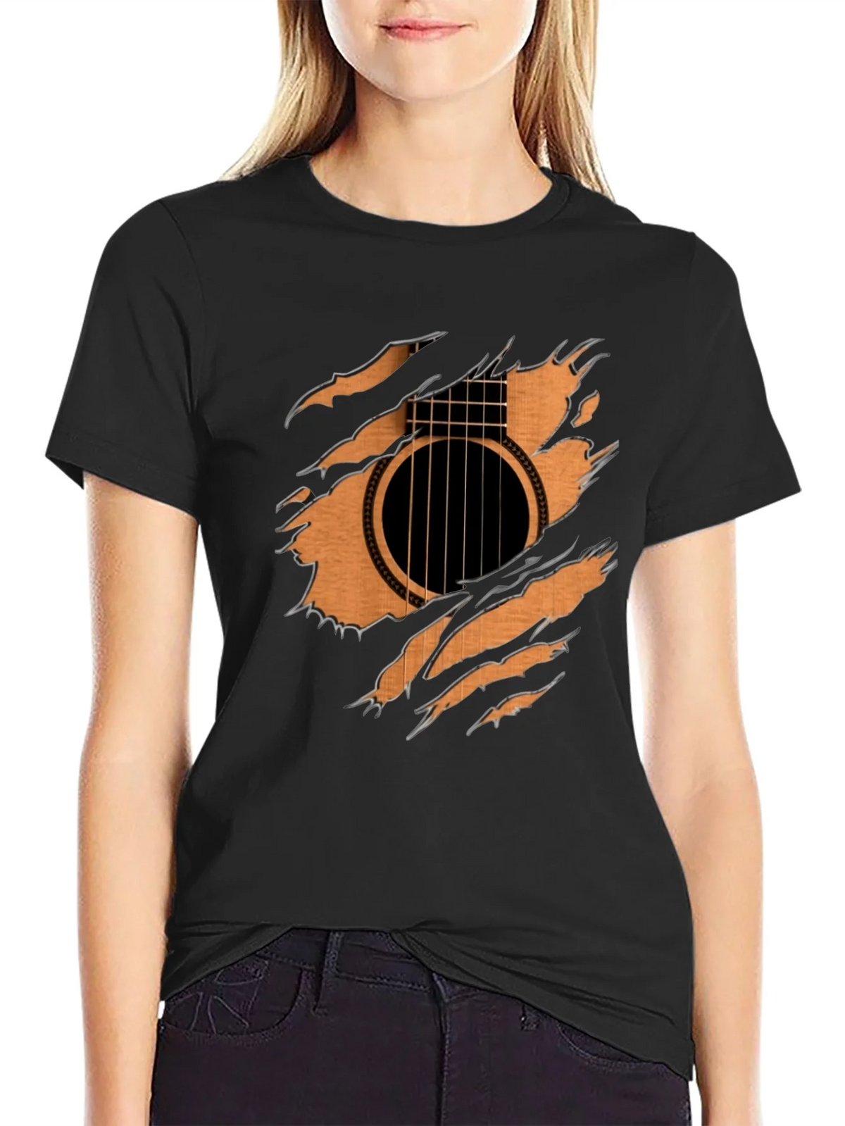 Guitar Inside T-Shirt - Ripped Effect Design product image 2