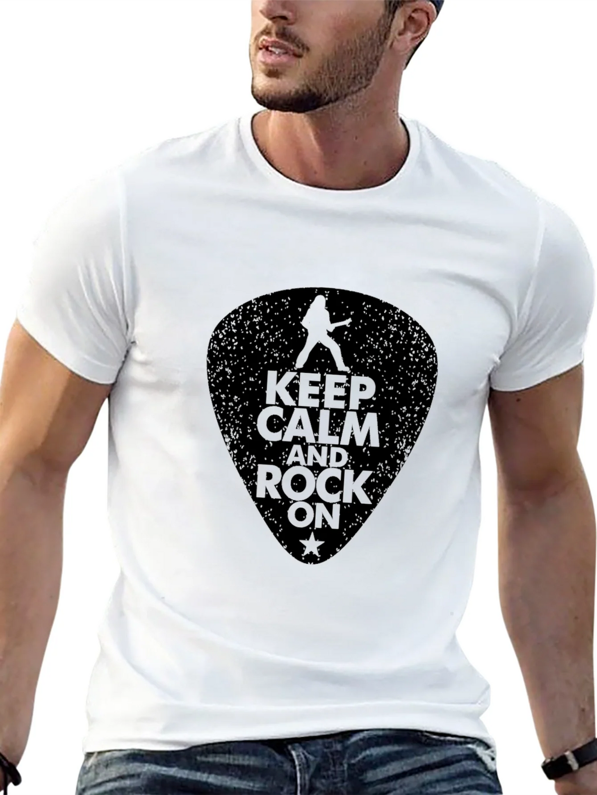 Keep Calm and Rock On Black T-Shirt product image 12