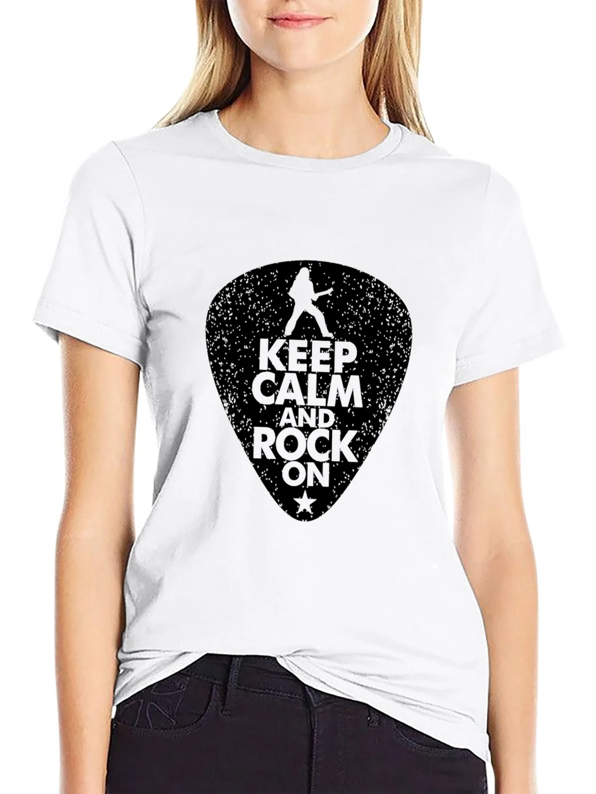 Keep Calm and Rock On Black T-Shirt product image 8