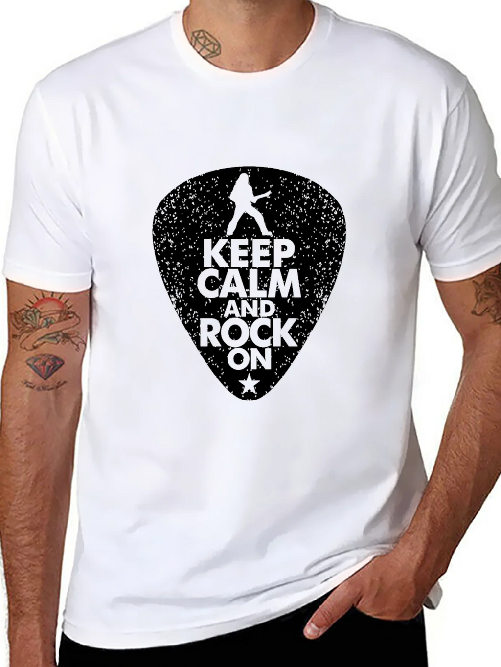 Keep Calm and Rock On Black T-Shirt product image 7