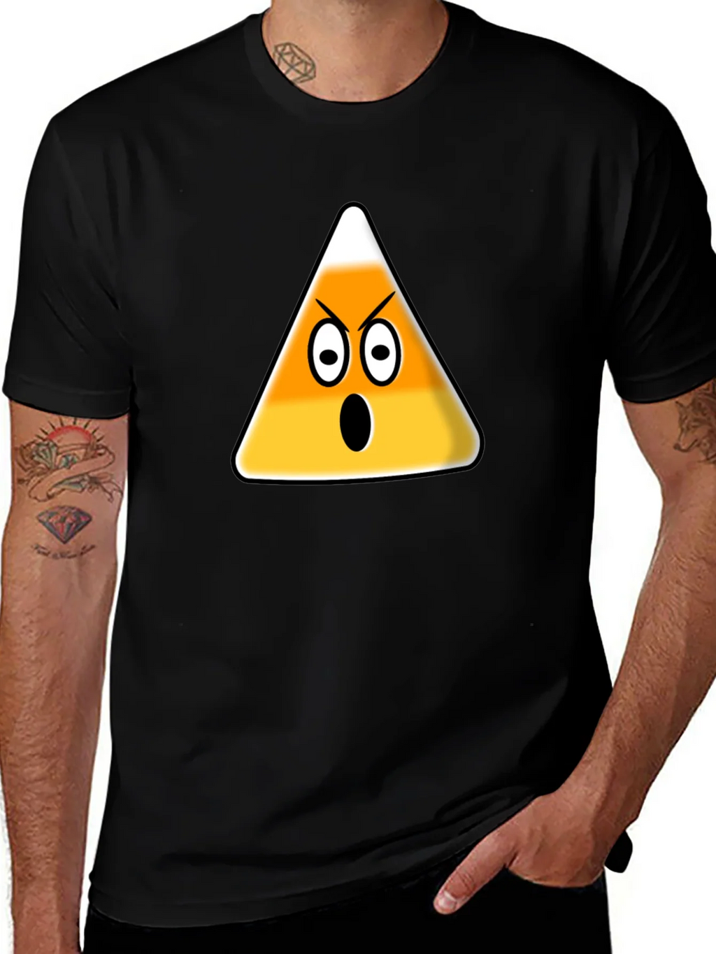 Angry Candy Corn Graphic T-Shirt - Halloween Fun product image 1