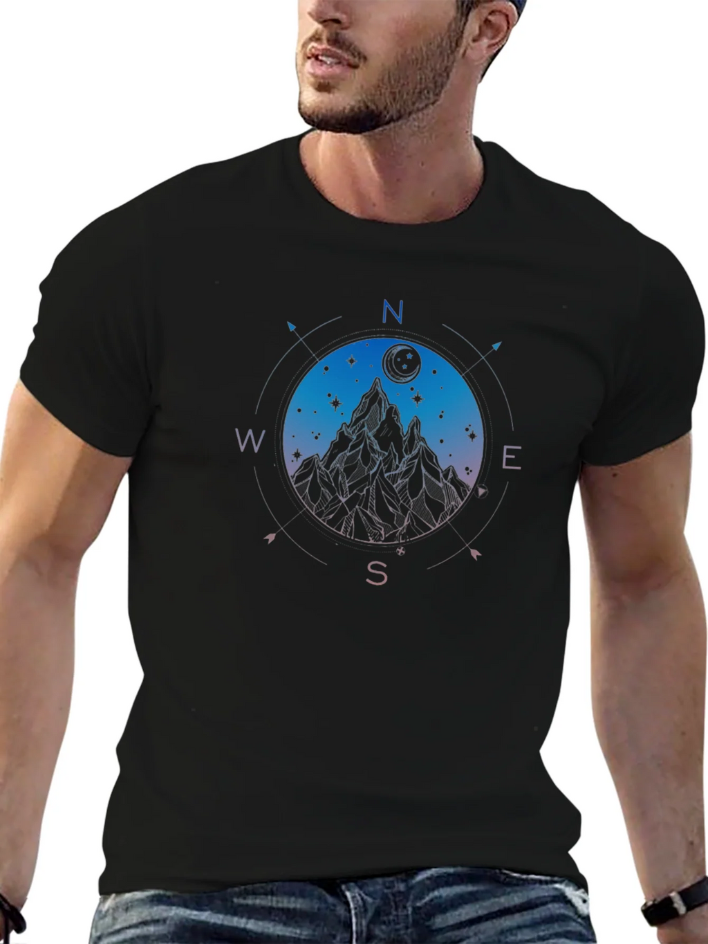 Mountain Compass Graphic Black T-Shirt product image 6