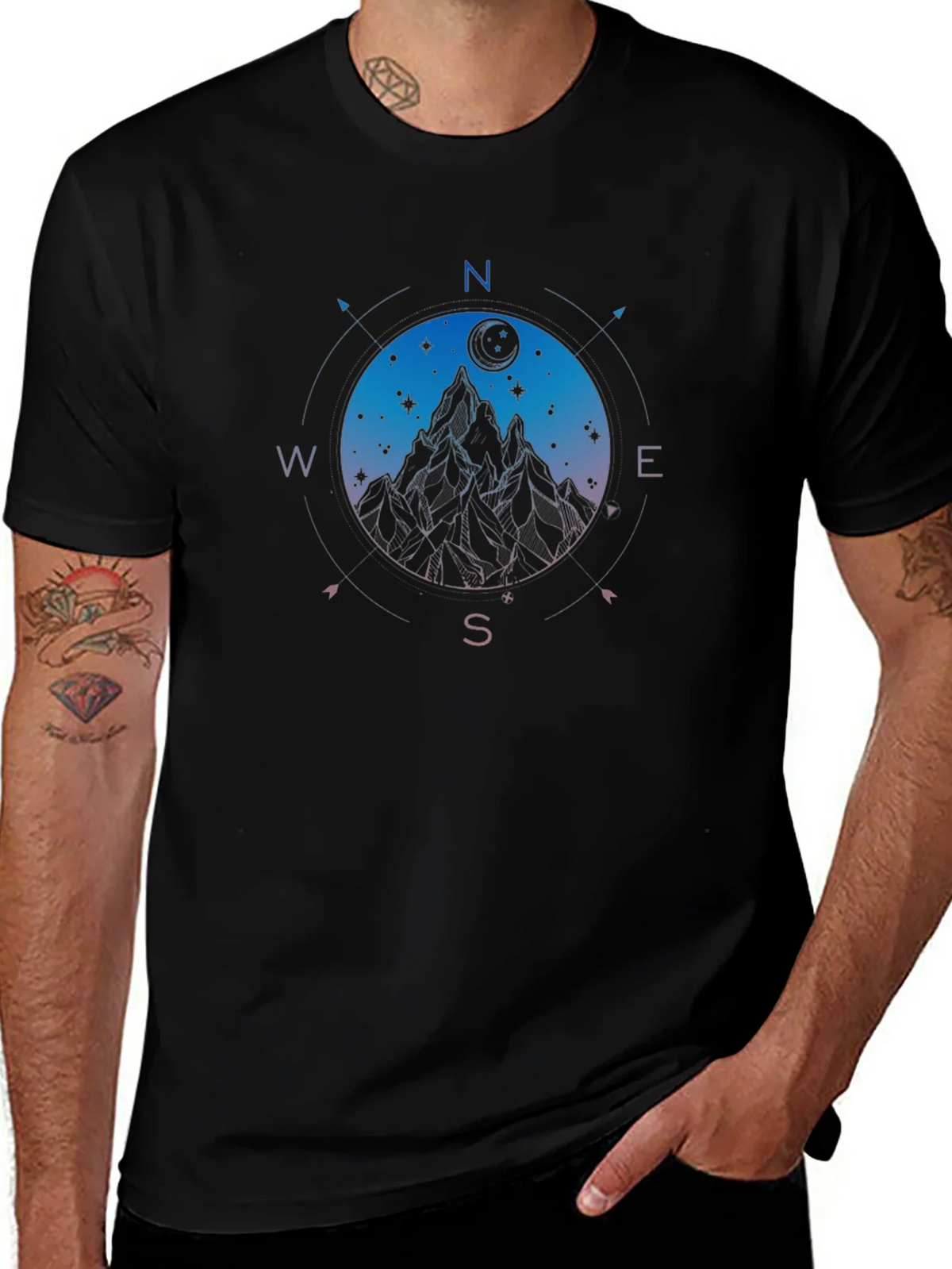 Mountain Compass Graphic Black T-Shirt product image 1