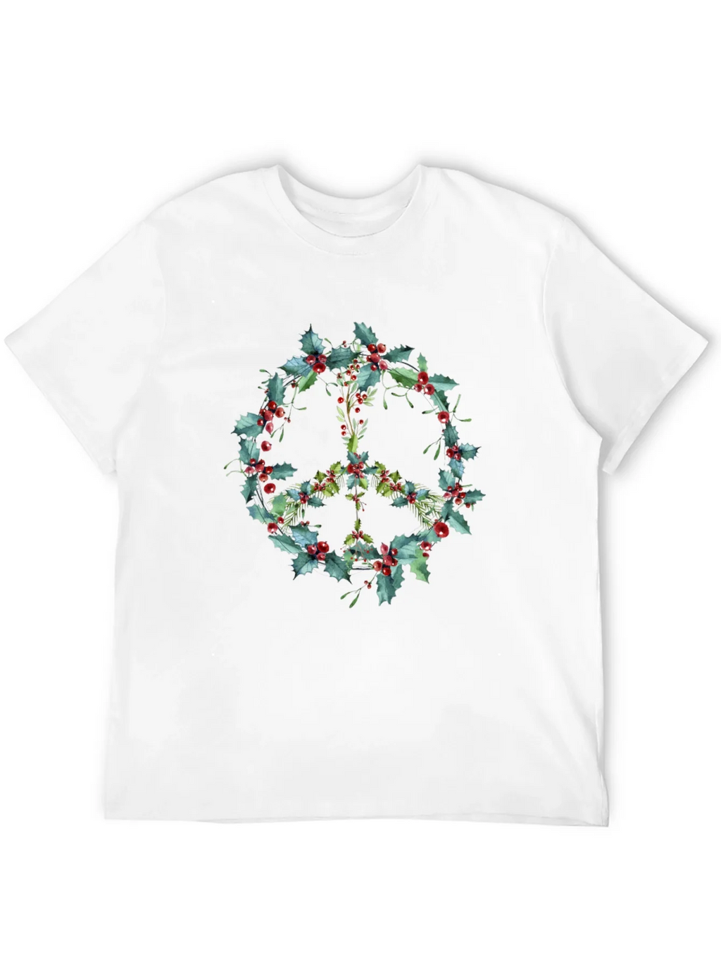 Peace Sign Holly Berry Wreath Graphic Tee product image 11