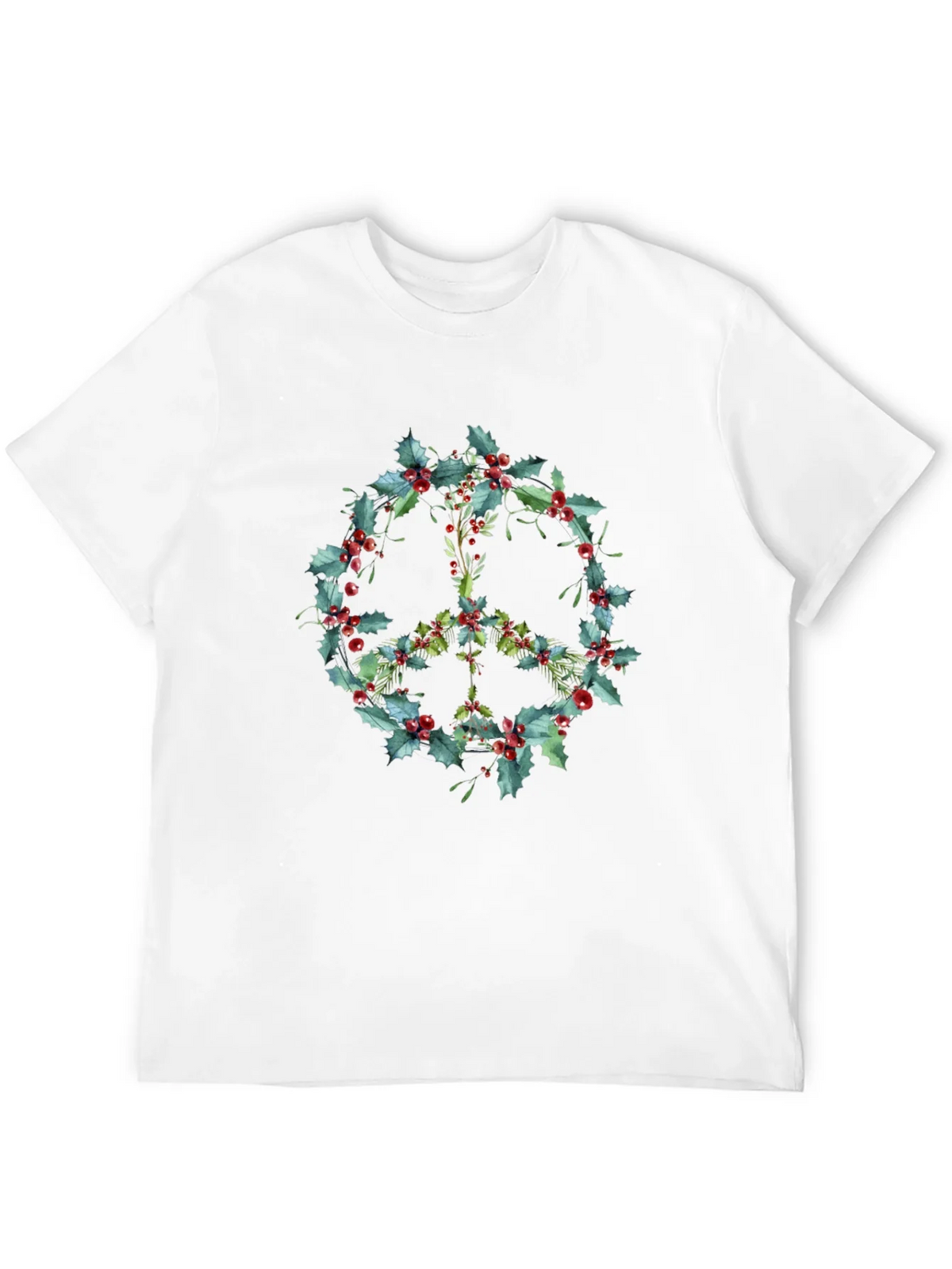 Peace Sign Holly Berry Wreath Graphic Tee product image 11