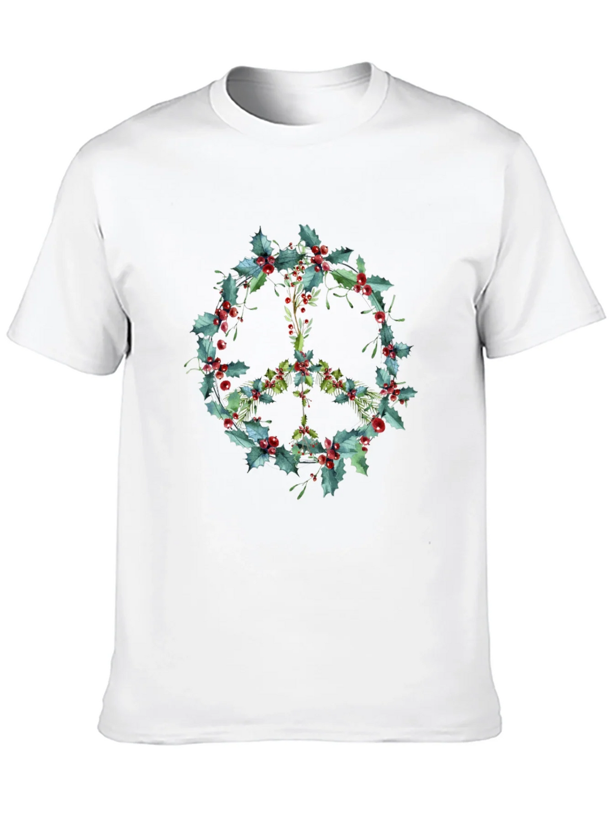 Peace Sign Holly Berry Wreath Graphic Tee product image 9