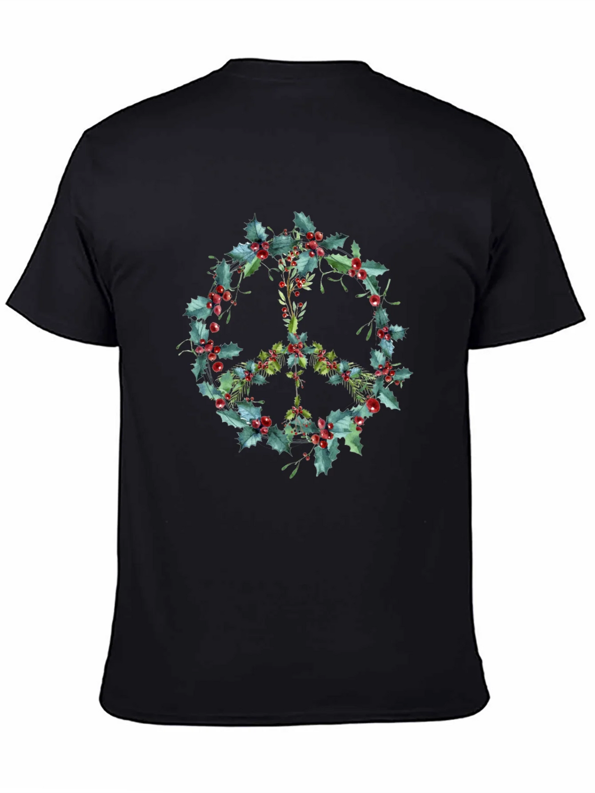 Peace Sign Holly Berry Wreath Graphic Tee product image 4