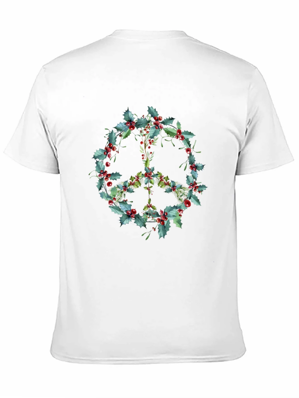 Peace Sign Holly Berry Wreath Graphic Tee product image 10