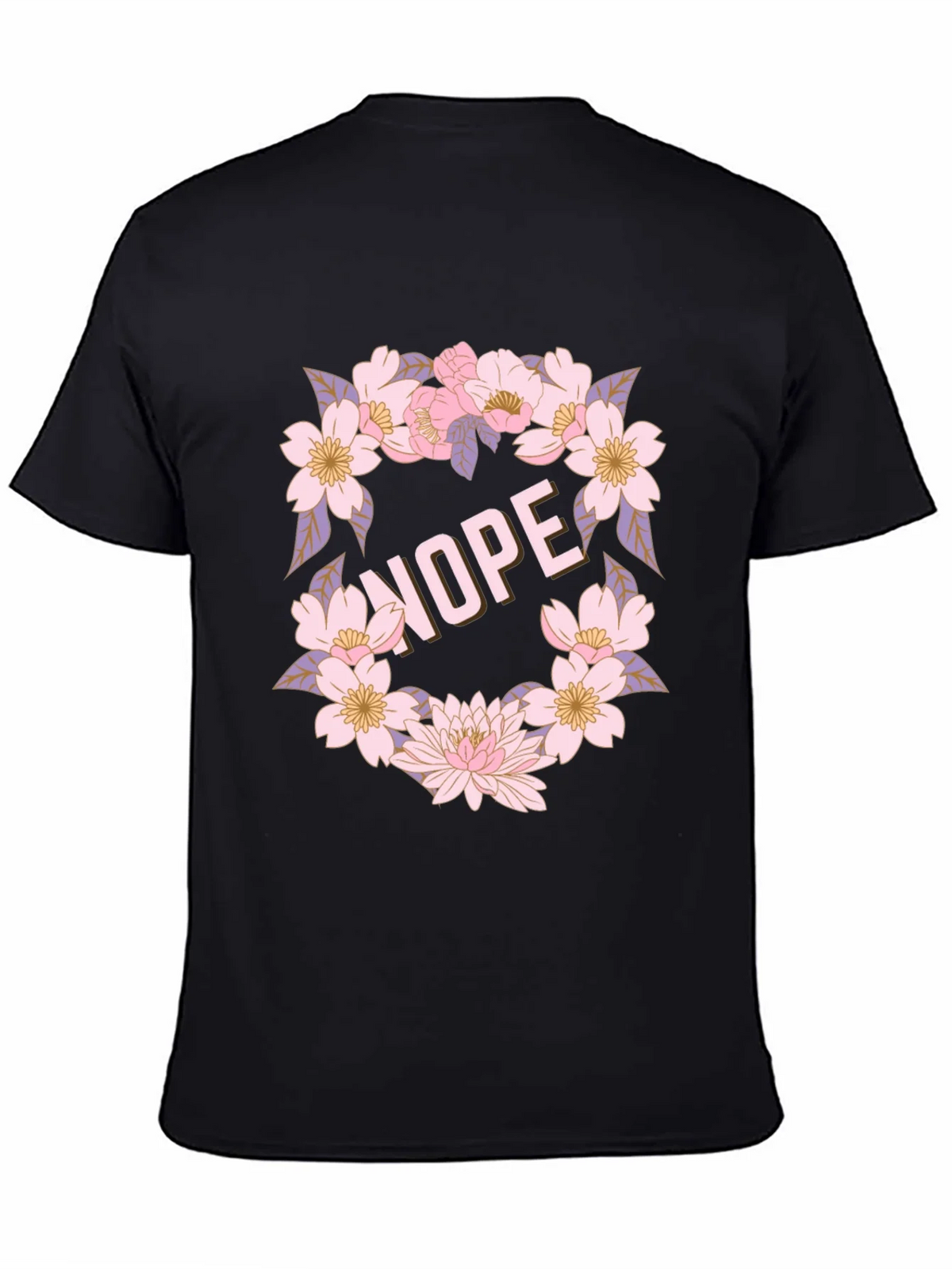 Floral Nope Graphic Tee - Casual Black T-Shirt product image 3