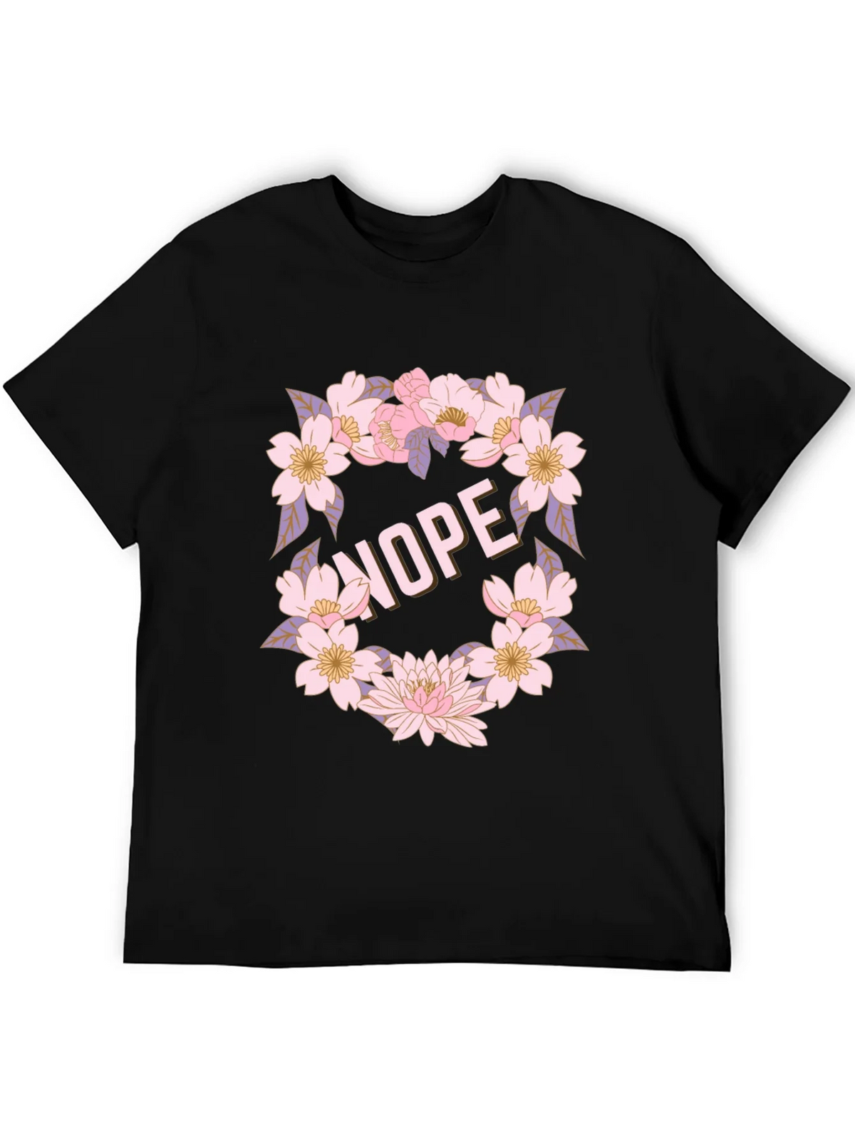 Floral Nope Graphic Tee - Casual Black T-Shirt product image 4