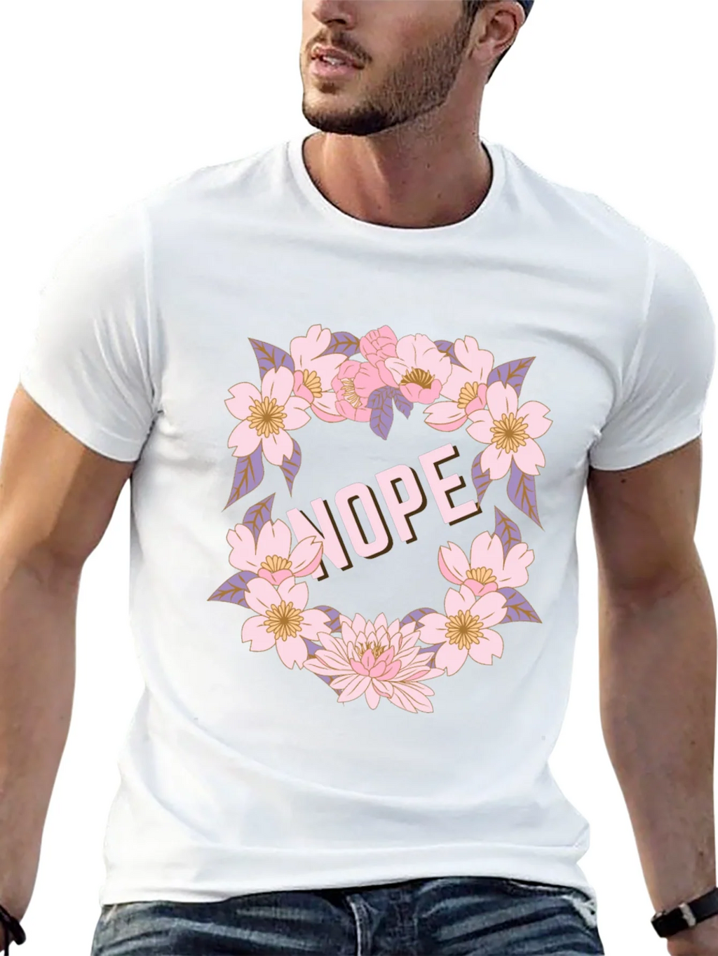 Floral Nope Graphic Tee - Casual Black T-Shirt product image 9