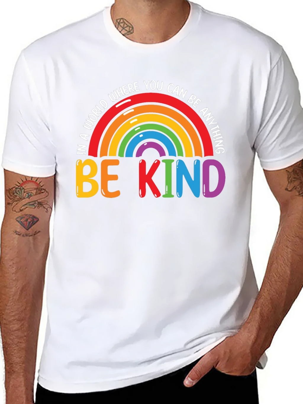 Be Kind Rainbow Graphic Tee - Black product image 7