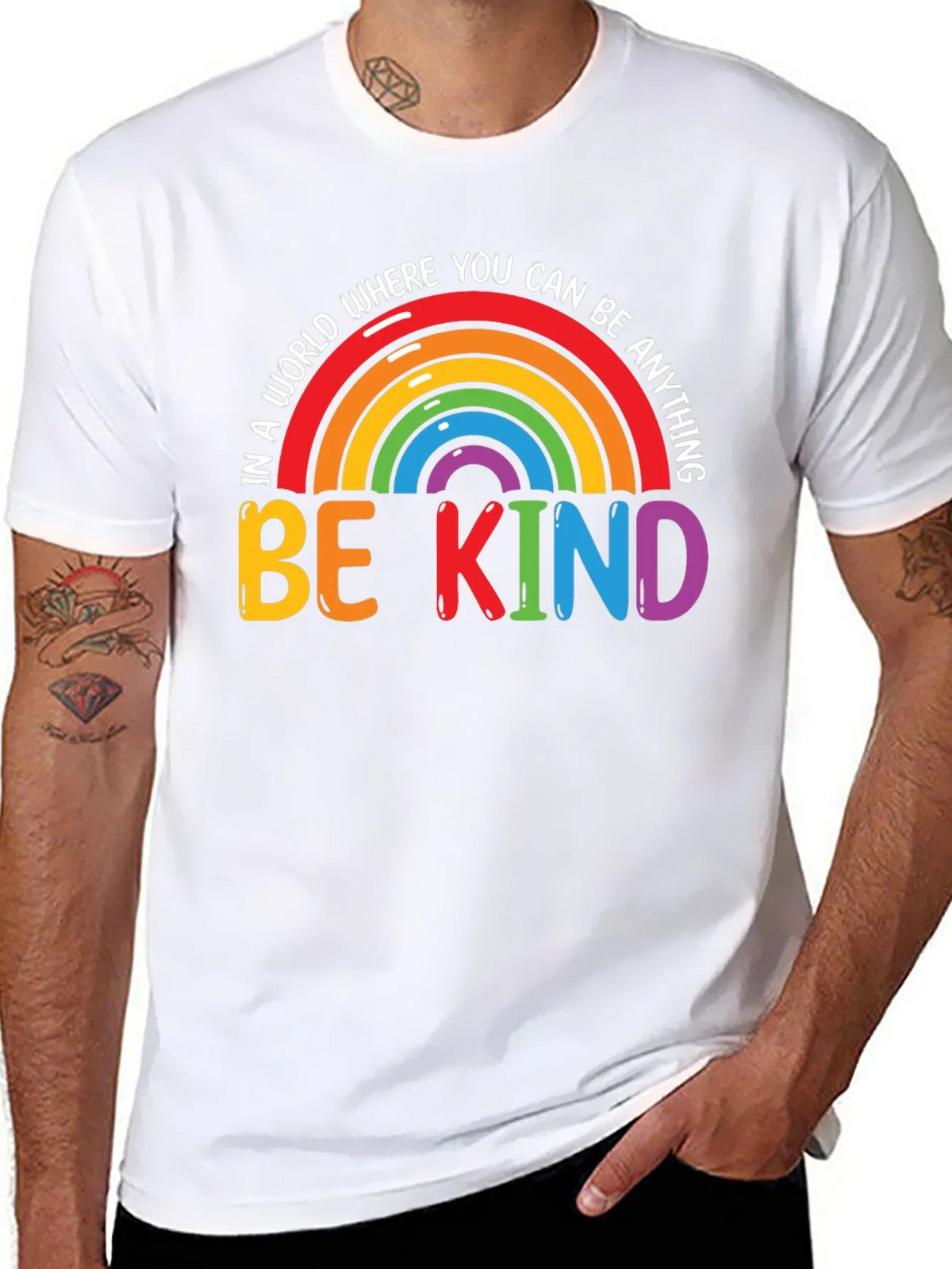 Be Kind Rainbow Graphic Tee - Black product image 7