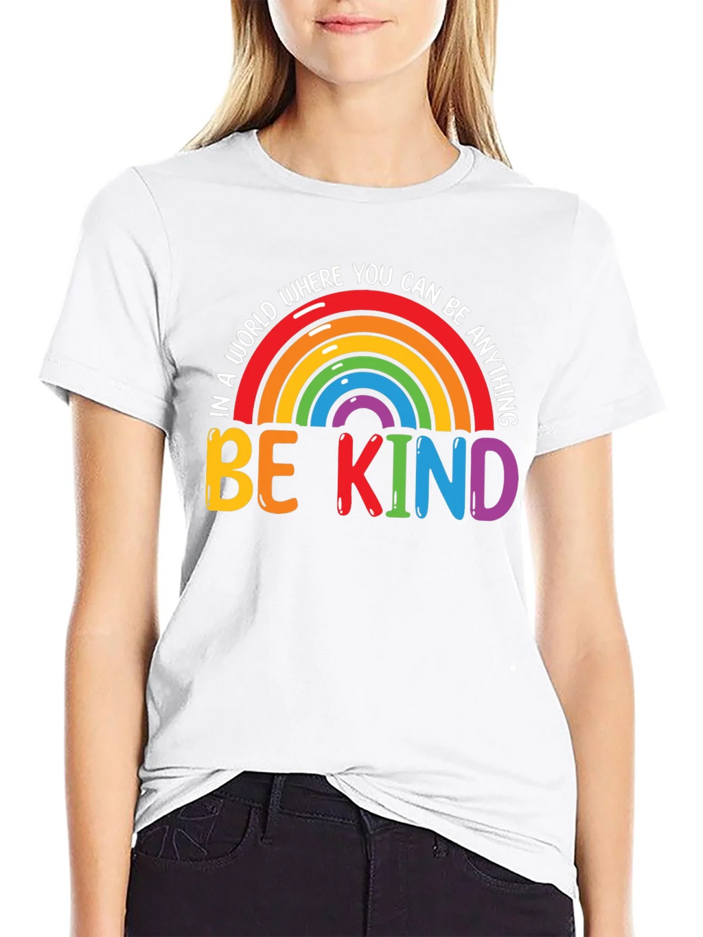 Be Kind Rainbow Graphic Tee - Black product image 8
