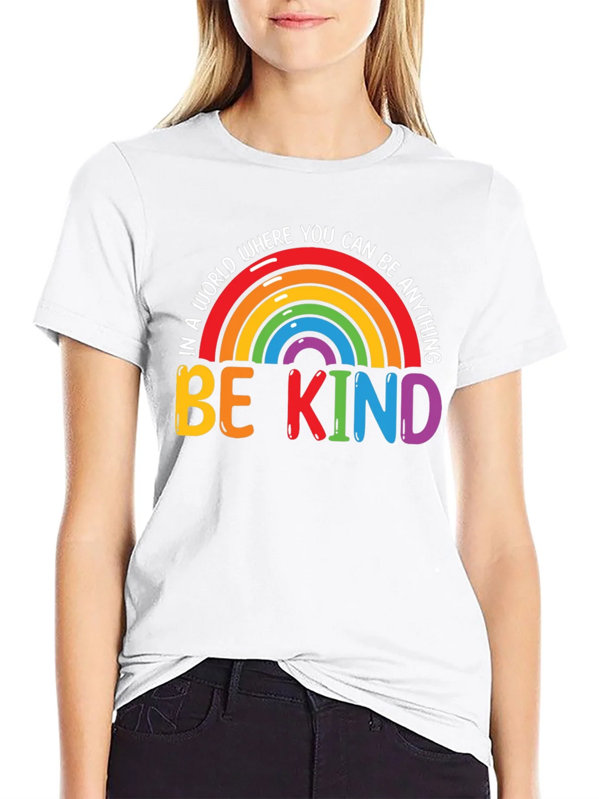 Be Kind Rainbow Graphic Tee - Black product image 8