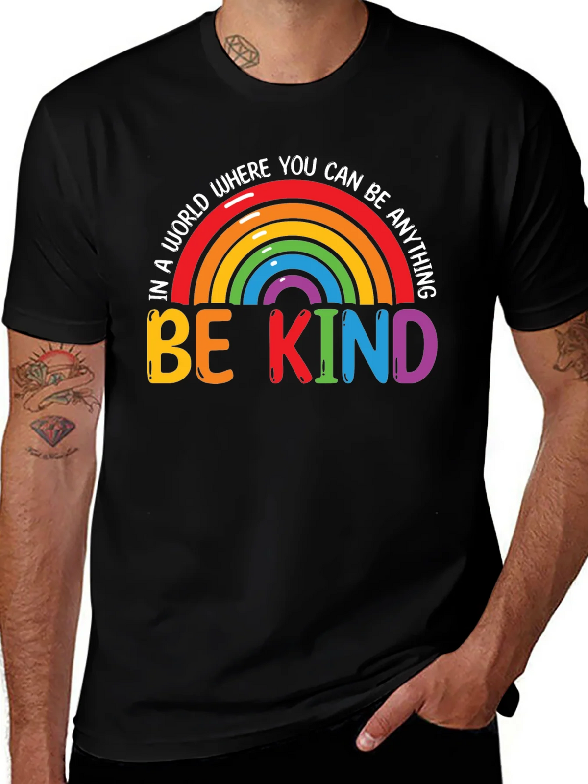 Be Kind Rainbow Graphic Tee - Black product image 1