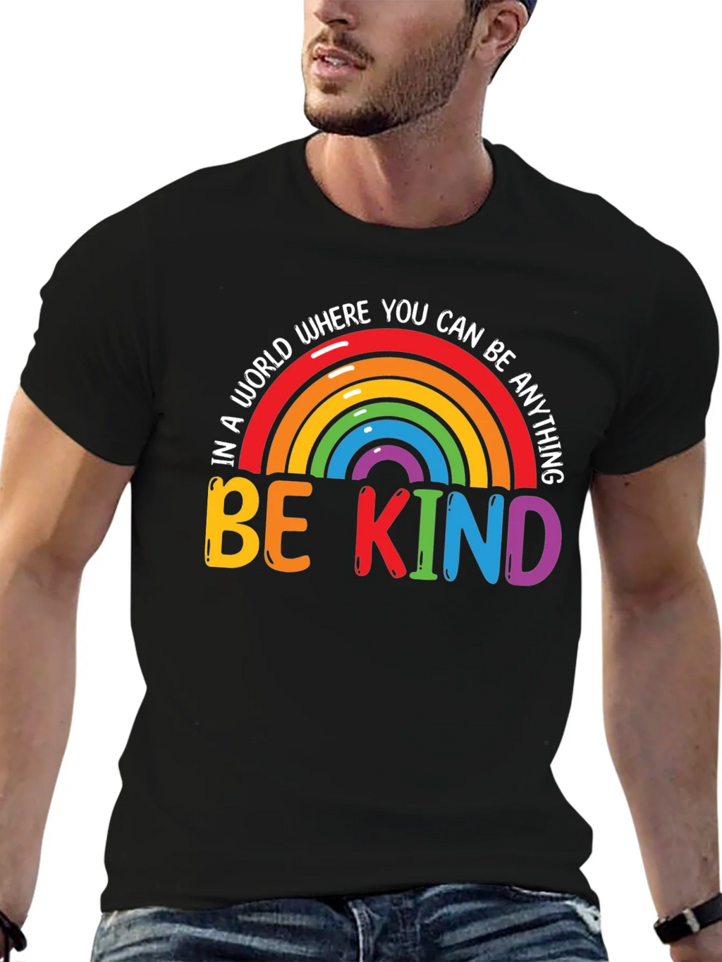 Be Kind Rainbow Graphic Tee - Black product image 6