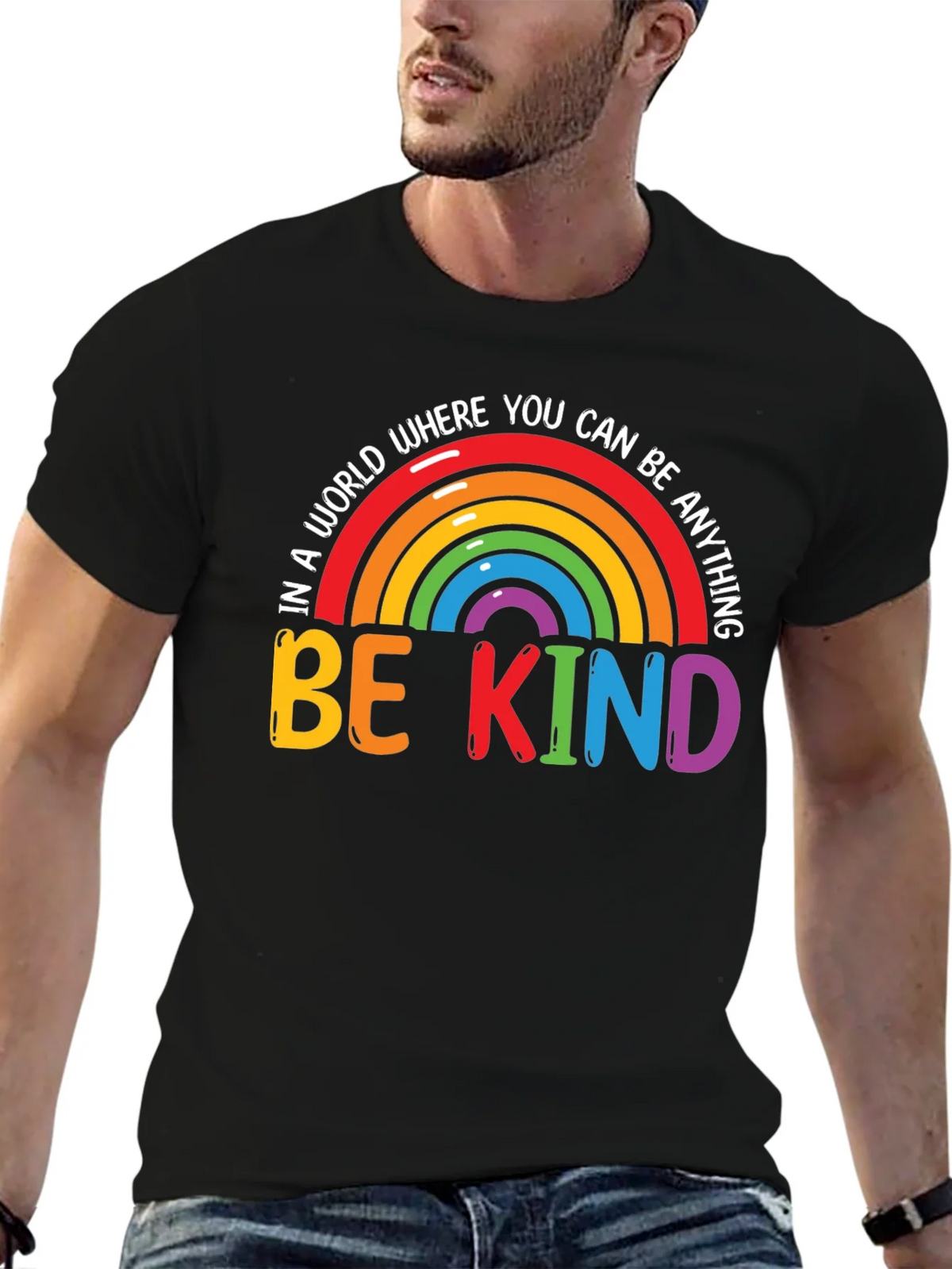 Be Kind Rainbow Graphic Tee - Black product image 6