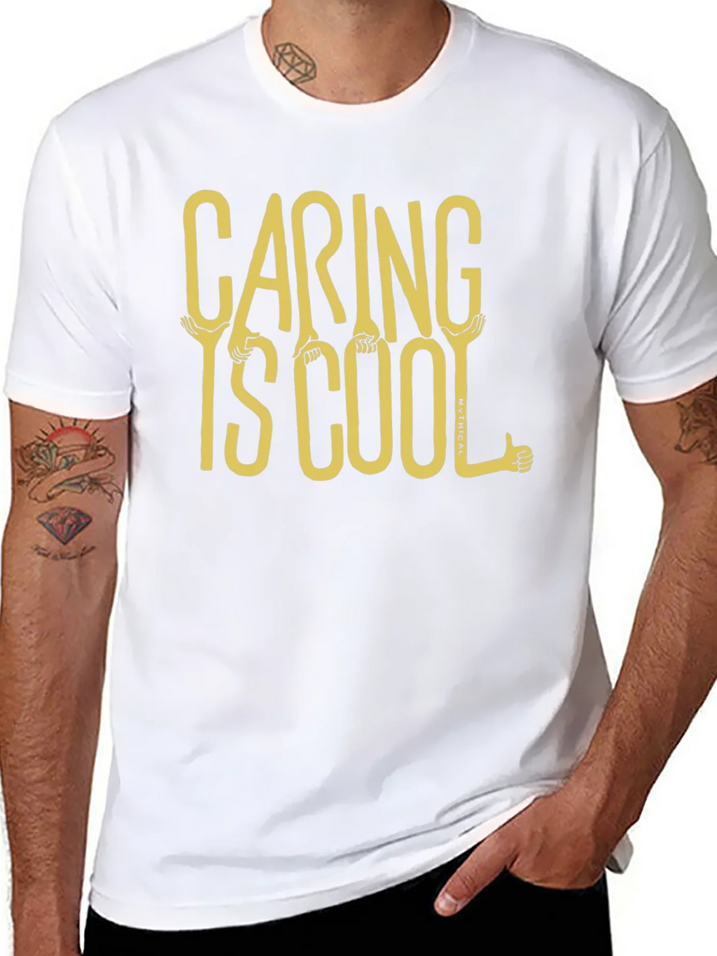 Caring is Cool Graphic Tee - Black Casual T-Shirt product image 7