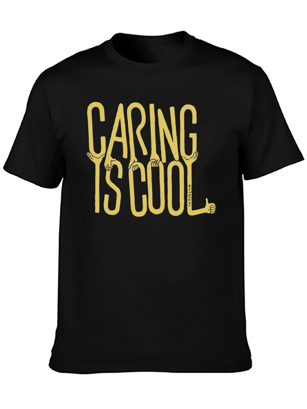 Caring is Cool Graphic Tee - Black Casual T-Shirt product image 3