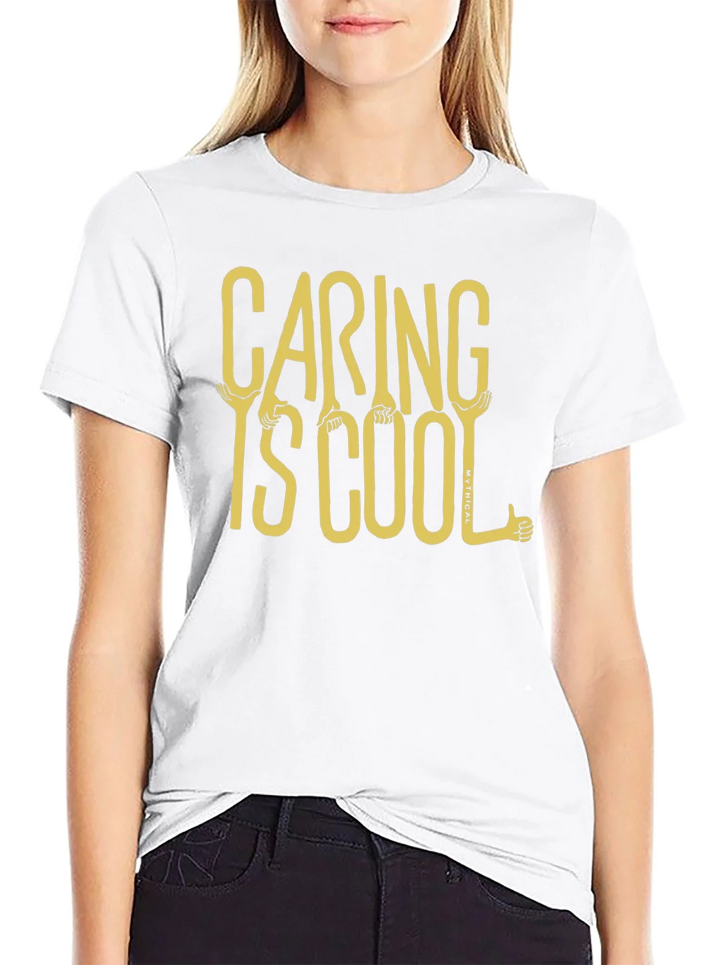 Caring is Cool Graphic Tee - Black Casual T-Shirt product image 8