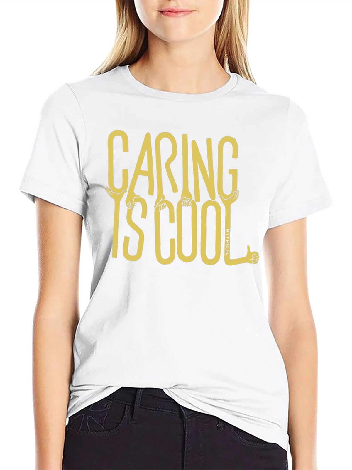 Caring is Cool Graphic Tee - Black Casual T-Shirt product image 8
