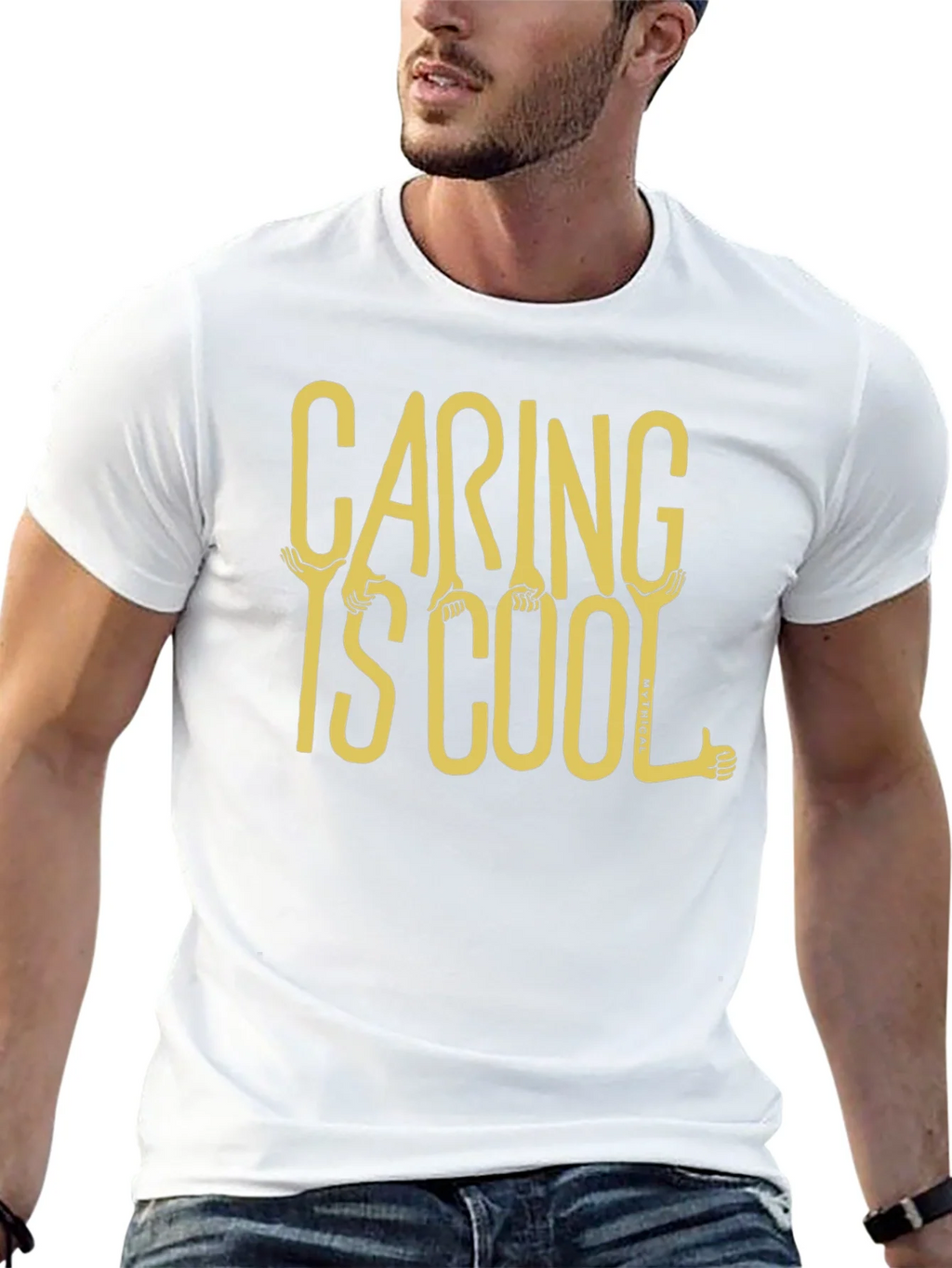 Caring is Cool Graphic Tee - Black Casual T-Shirt product image 12