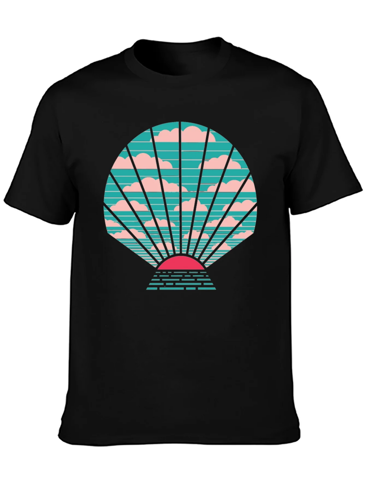 Retro Sunset Graphic Tee - Stylish Black T-Shirt product image 2