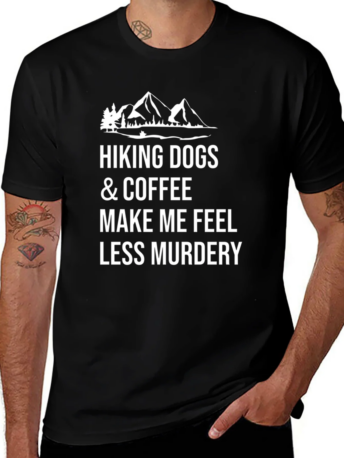 Hiking Dogs & Coffee Graphic Tee - Funny Sarcastic T-Shirt product image 1
