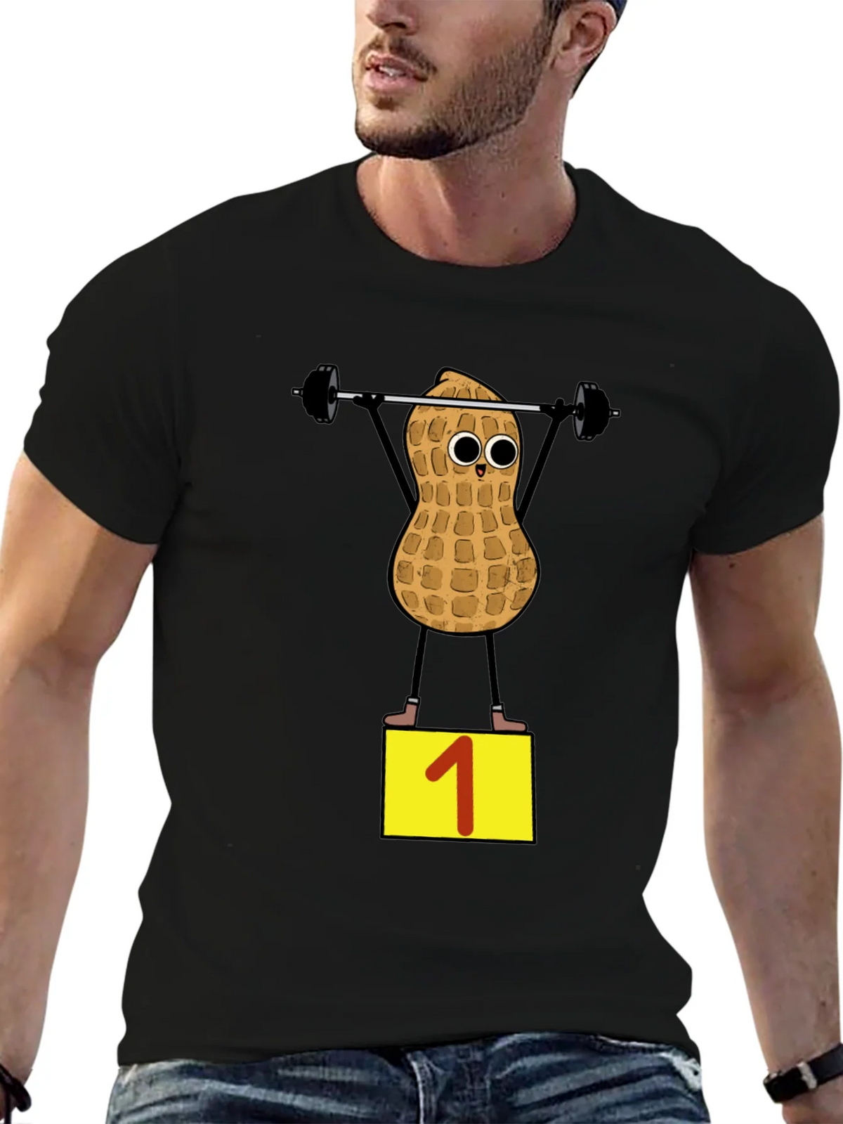 Peanut Weightlifter T-Shirt - Black product image 6