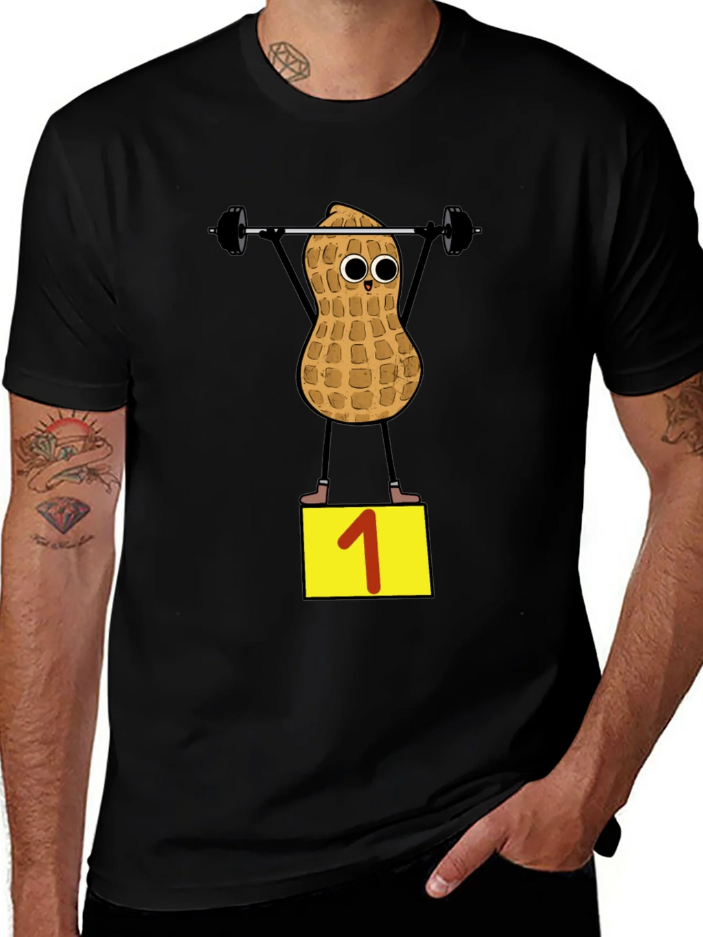 Peanut Weightlifter T-Shirt - Black product image 1