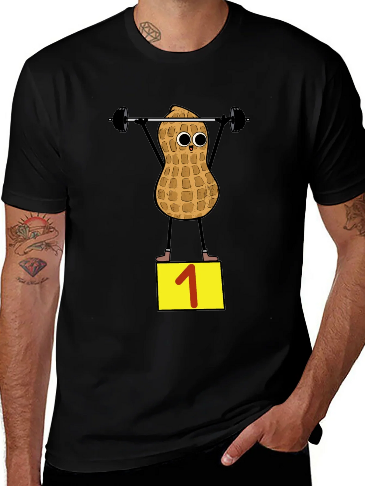 Peanut Weightlifter T-Shirt - Black product image 1