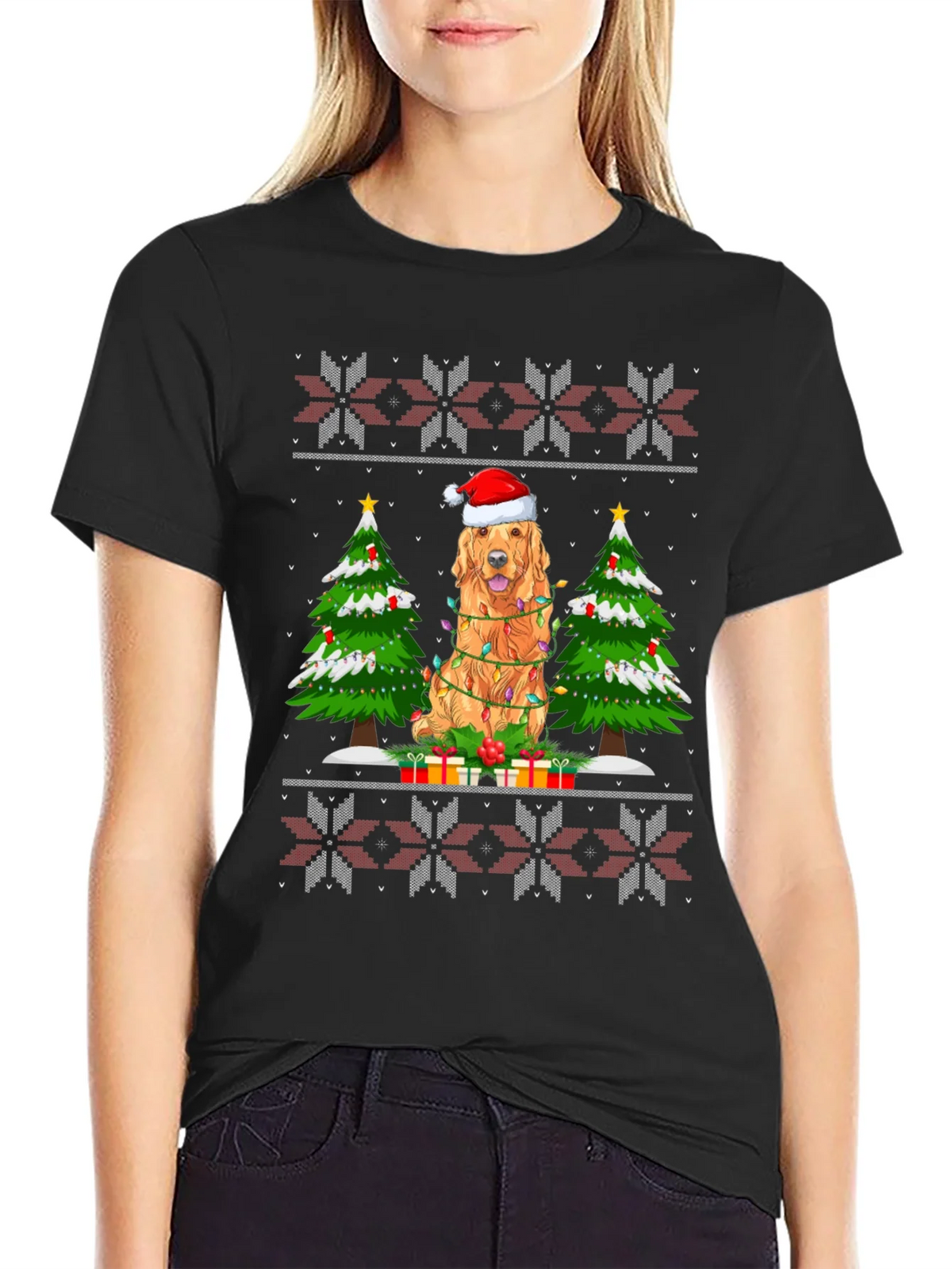 Festive Dog Christmas Tree Graphic Tee