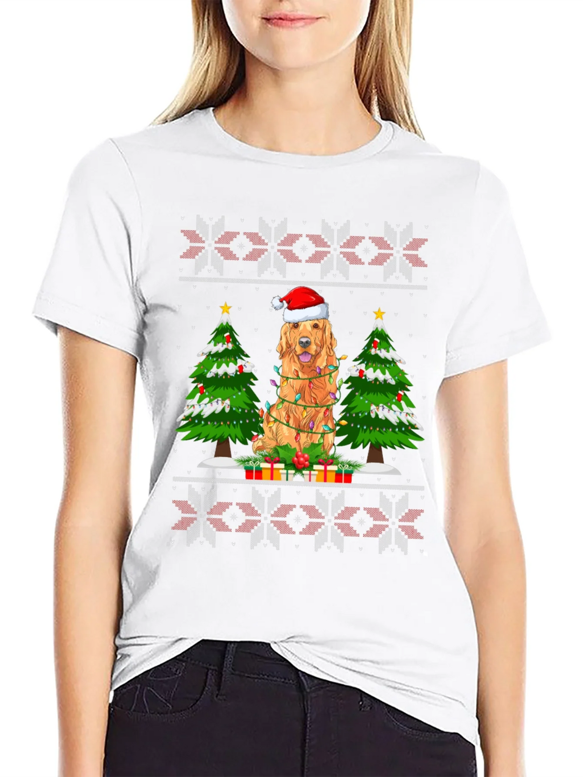 Festive Dog Christmas Tree Graphic Tee