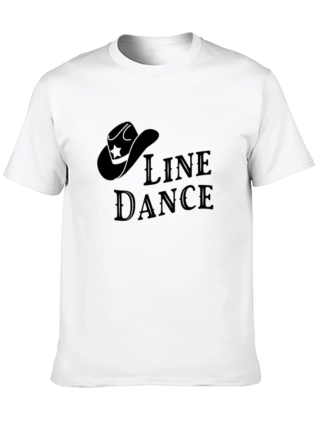 Line Dance Cowboy Hat Graphic Tee - Solid Black