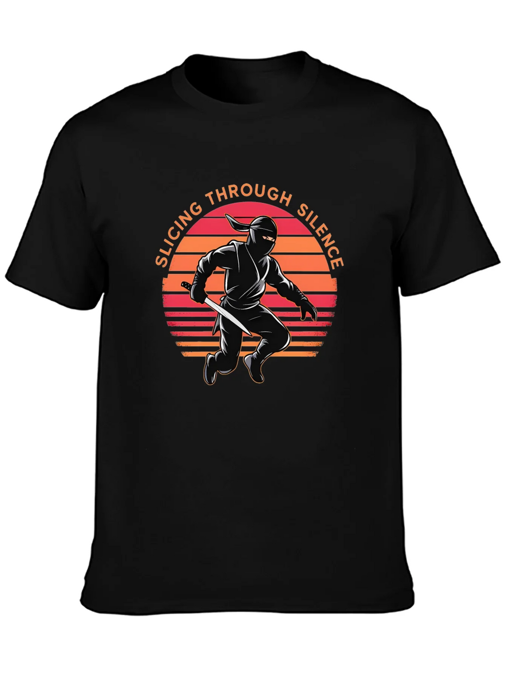 Ninja Slicing Through Silence Black T-Shirt product image 2