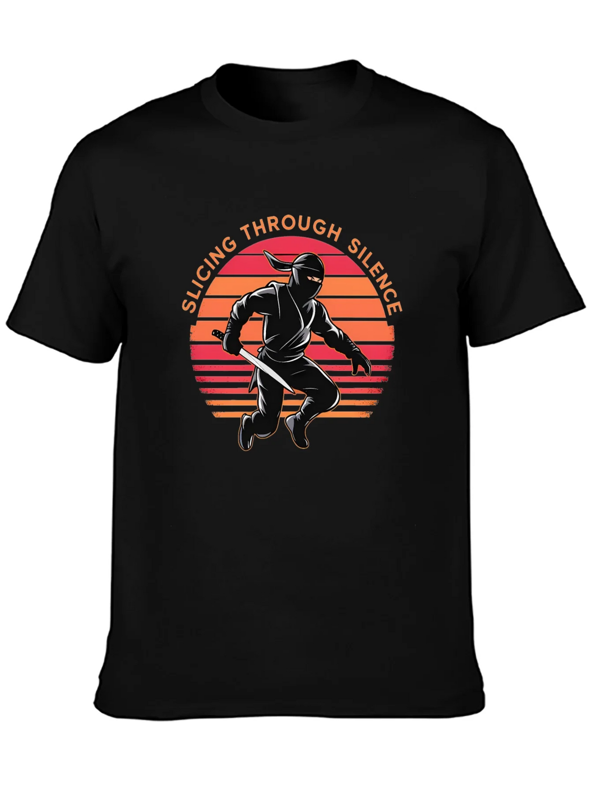 Ninja Slicing Through Silence Black T-Shirt product image 2