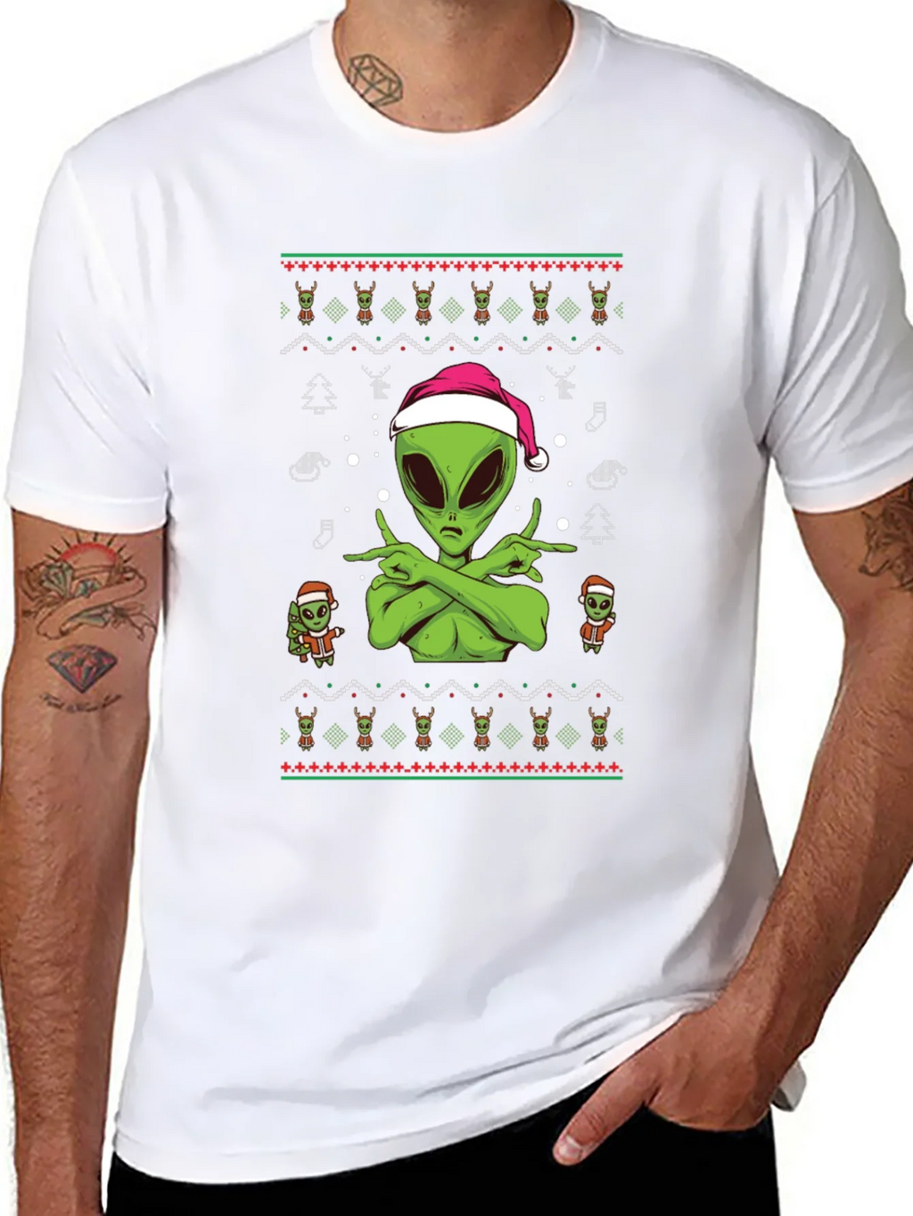 Alien Christmas Ugly Sweater Tee