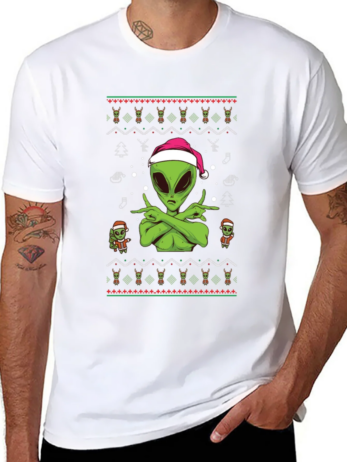 Alien Christmas Ugly Sweater Tee