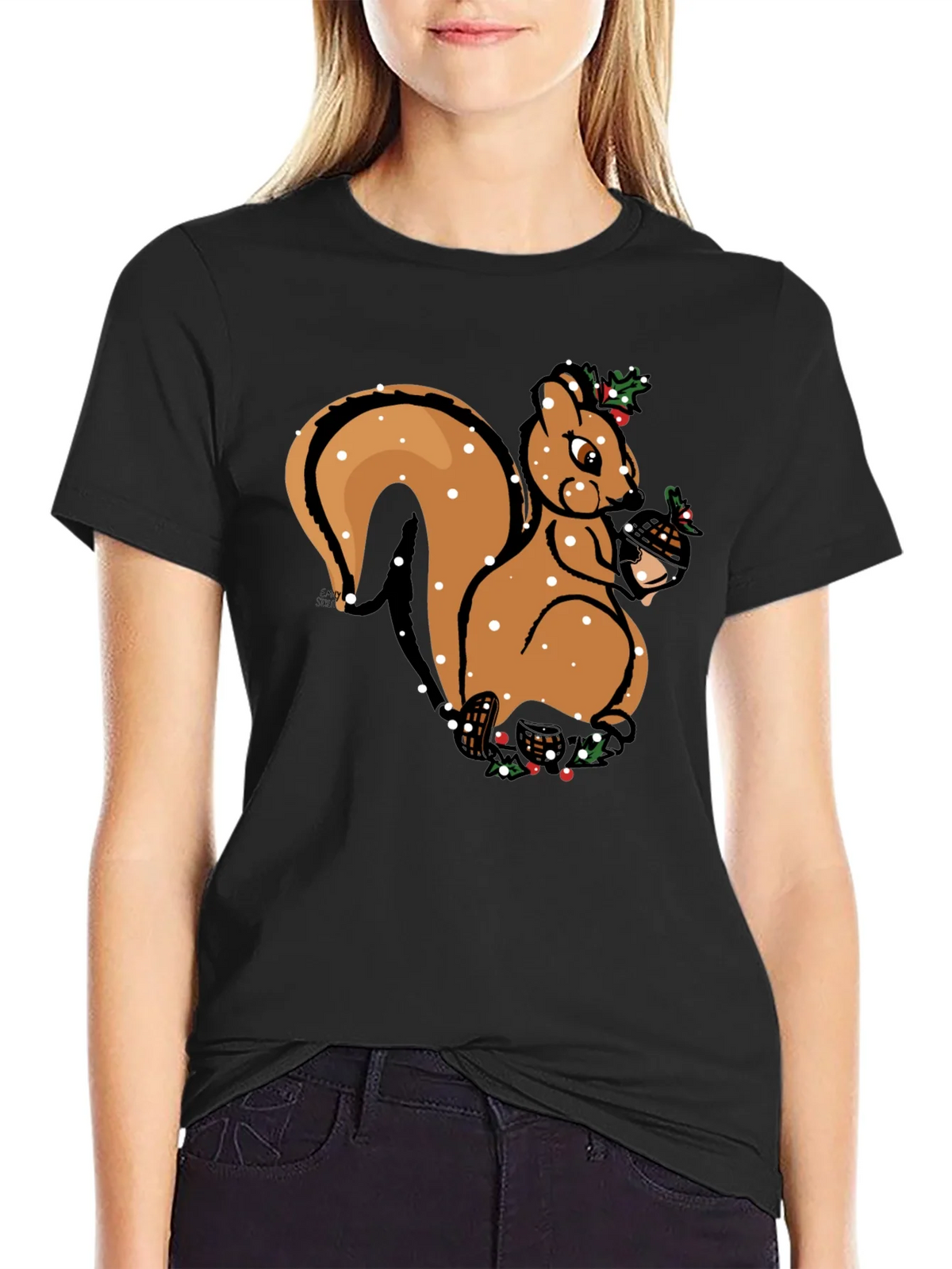 Festive Squirrel Graphic Tee - Holiday Season Apparel product image 2