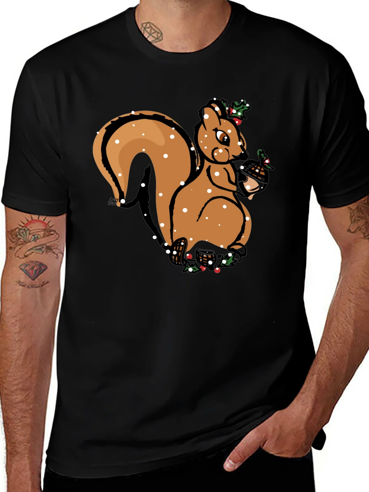 Festive Squirrel Graphic Tee - Holiday Season Apparel product image 1