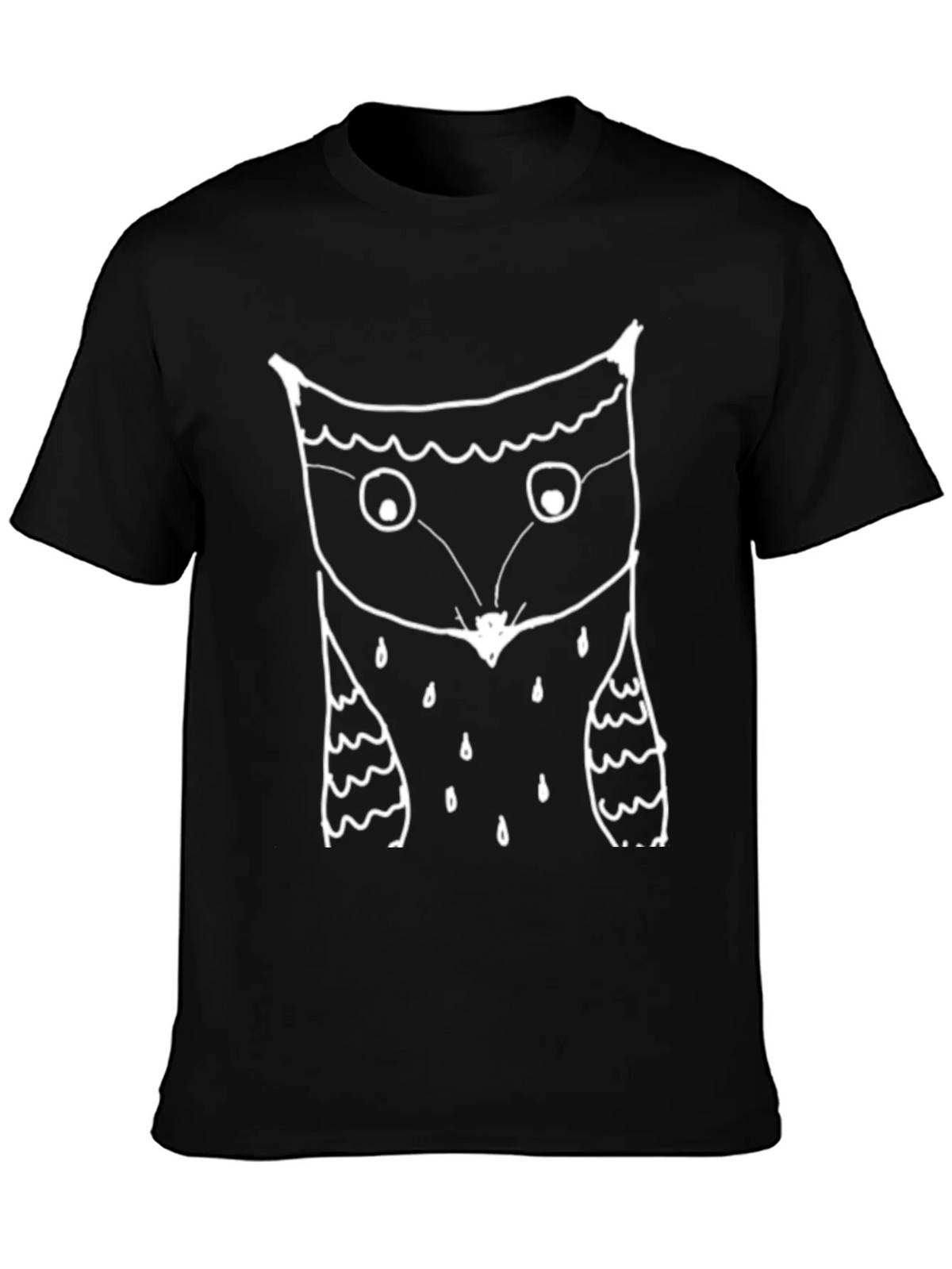 Mens Black T-Shirt with Owl Graphic product image 3
