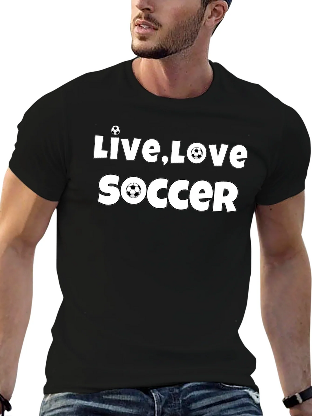 Live Love Soccer Graphic Black T-Shirt product image 6